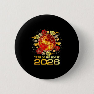 Badge Rond 5 Cm Nouvelle année chinoise 2026 Année du Cheval Bonne