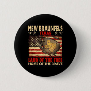 Badge Rond 5 Cm Nouvelle Braunfels Texas Usa Drapeau 4 Juillet