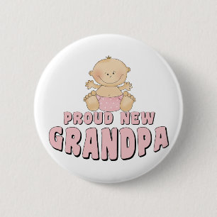 Badge Rond 5 Cm NOUVELLE fille FIÈRE de grand-papa