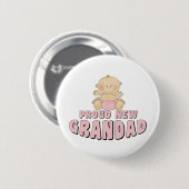 Badge Rond 5 Cm NOUVELLE fille    FIÈRE de papy (Devant & derrière)