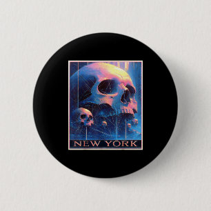 Badge Rond 5 Cm Nouvelle ligne d'horizon de York punk grunge vinta