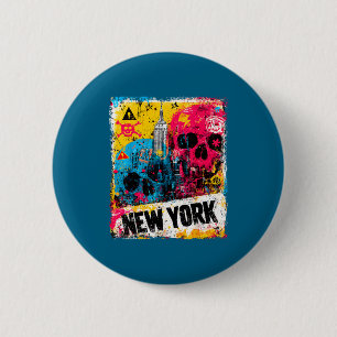 Badge Rond 5 Cm Nouvelle skyline punk grunge vintage rétro graffit