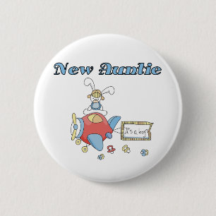 Badge Rond 5 Cm Nouvelle tante - T-shirts et cadeaux d'avion
