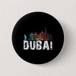 Badge Rond 5 Cm Nouvelle université de Dubaï Amour Skyline pour le