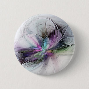 Badge Rond 5 Cm Nouvelle vie, fantaisie d'art fractal abstrait col