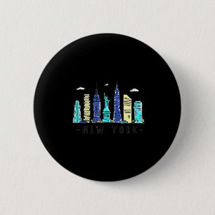 Badge Rond 5 Cm Nouvelle Ville de New York Nyc Ciel Ny Aquarelle S