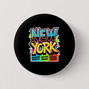 Badge Rond 5 Cm Nouvelle ville de New York skyline bronx queens ma