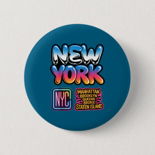 Badge Rond 5 Cm Nouvelle ville de New York skyline bronx queens ma
