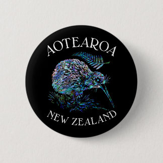 BADGE ROND 5 CM NOUVELLE ZÉLANDE KIWI PAUA 6 CM ROND