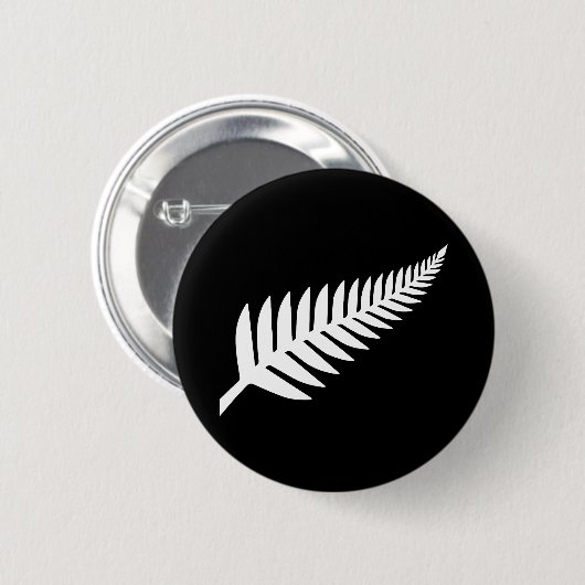 Badge Rond 5 Cm Nouvelle-Zélande Silver Fern (Devant & derrière)