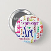 Badge Rond 5 Cm Nuage de mot de l'art et de l'inspiration de (Devant & derrière)