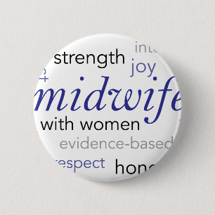 Badge Rond 5 Cm nuage de mot de sage-femme