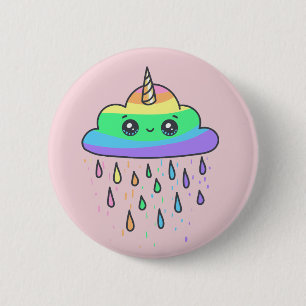 Badge Rond 5 Cm Nuage d'Unicorne arc-en-ciel