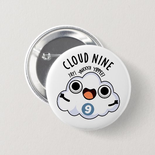 Badge Rond 5 Cm Nuage Neuf Funky Météo Pun (Devant & derrière)