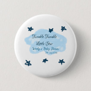 Badge Rond 5 Cm Nuages bleus scintillant Twinkle Little Star bébé 