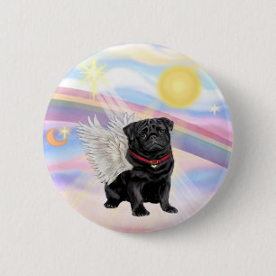 Badge Rond 5 Cm Nuages - Carlin noir Angel