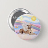 Badge Rond 5 Cm Nuages - L'Ange Gryhound Fawn (couché en bas) (Devant & derrière)