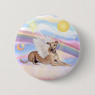 Badge Rond 5 Cm Nuages - L'Ange Gryhound Fawn (couché en bas)