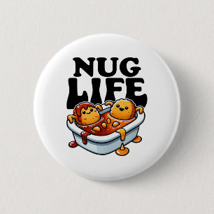 Badge Rond 5 Cm Nug Life Drôle Poulet Nuggets En Sauce Barbecue Ca