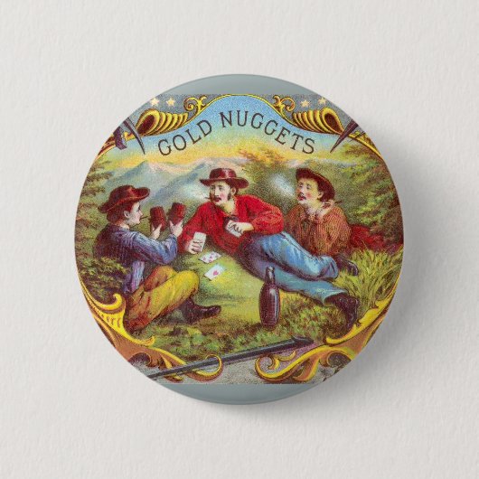Badge Rond 5 Cm Nuggets d'or Antique Étiquette Cigar (Devant)