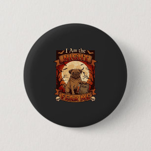 Badge Rond 5 Cm Nuit Am Me Fait Peur Halloween Pug Lune Tombale
