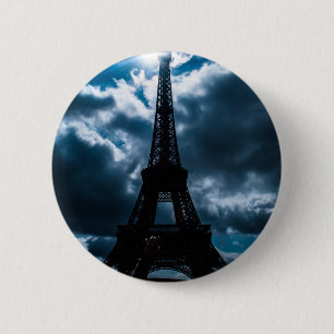 Badge Rond 5 Cm Nuit bleue Tour Eiffel
