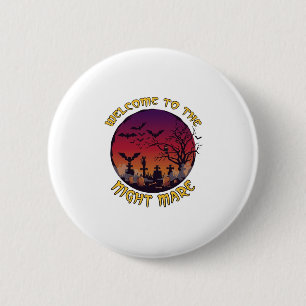 Badge Rond 5 Cm Nuit de bienvenue Jument Halloween Lune Rouge Cime