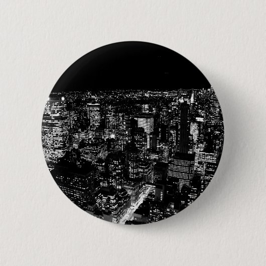 Badge Rond 5 Cm Nuit de New York en noir et blanc (Devant)