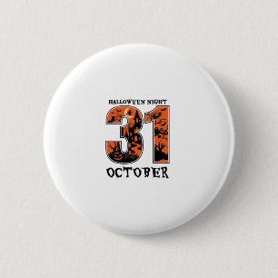Badge Rond 5 Cm Nuit d'Halloween Maison Hantée d'Octobre Sorcière