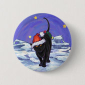 Badge Rond 5 Cm Nuit étoile Noir Chat Noël (Devant)