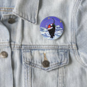 Badge Rond 5 Cm Nuit étoile Noir Chat Noël (En situation)