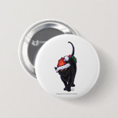 Badge Rond 5 Cm Nuit étoile Noir Chat Noël (Devant & derrière)