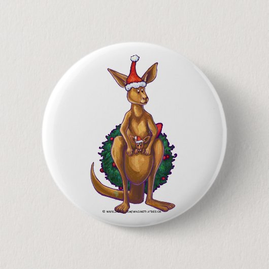 Badge Rond 5 Cm Nuit étoilée de Noël Kangaroo (Devant)