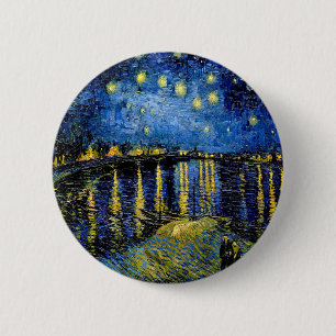 Badge Rond 5 Cm Nuit étoilée de Vincent van Gogh au-dessus du