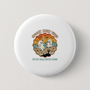 Badge Rond 5 Cm Nuit Fantôme Rétro Halloween