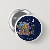 Badge Rond 5 Cm Nuit, Hibou (Devant & derrière)