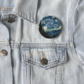 Badge Rond 5 Cm Nuit Van Gogh Starry (En situation)