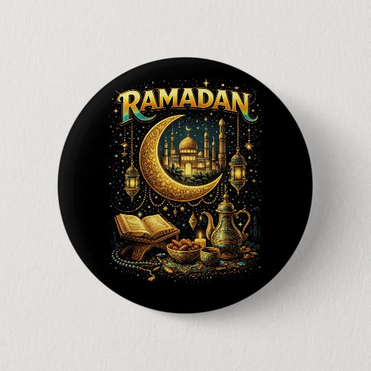 Badge Rond 5 Cm Nuits dorées de Ramadan (Devant)