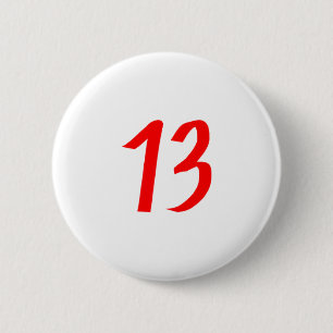 Badge Rond 5 Cm Numéro 13 treize couleur rouge