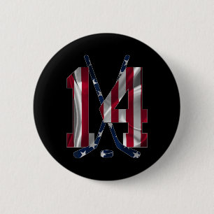 Badge Rond 5 Cm Numéro 14 Ans Hockey sur glace 14e Anniversaire