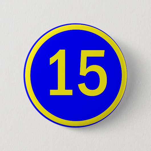 Badge Rond 5 Cm numéro 15 dans un cercle (Devant)