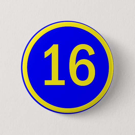Badge Rond 5 Cm numéro 16 dans un cercle (Devant)
