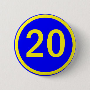 Badge Rond 5 Cm numéro 20 en cercle