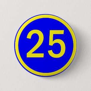 Badge Rond 5 Cm numéro 25 en cercle