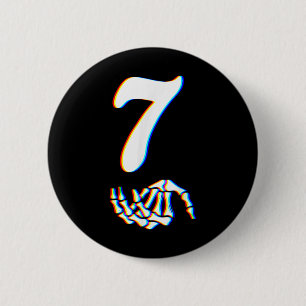 Badge Rond 5 Cm Numéro 7 Main de squelette de meme correspondance 