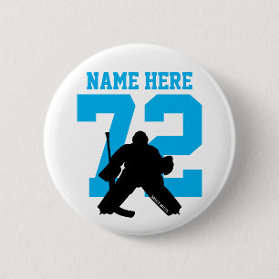 Badge Rond 5 Cm Numéro de gardien de hockey personnalisé Turquoise