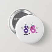 Badge Rond 5 Cm Numéro heureux 86 (Devant & derrière)