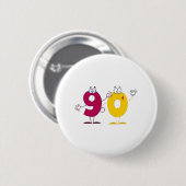 Badge Rond 5 Cm Numéro heureux 90 (Devant & derrière)