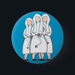 Badge Rond 5 Cm Nuns Gifts "Three Cloistered Sisters" Design<br><div class="desc">Nuns gifts,  "Three Cloistered Sisters" design on t-shirts,  mugs,  tote bags,  aprons,  cards,  buttons and stickers.  Pen and ink drawing of 3 nuns created by nurse artist and digitally transferred.  Great Catholic gift items.</div>