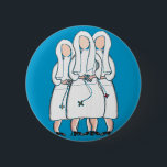 Badge Rond 5 Cm Nuns Gifts "Three Cloistered Sisters" Design<br><div class="desc">Nuns gifts,  "Three Cloistered Sisters" design on t-shirts,  mugs,  tote bags,  aprons,  cards,  buttons and stickers.  Pen and ink drawing of 3 nuns created by nurse artist and digitally transferred.  Great Catholic gift items.</div>